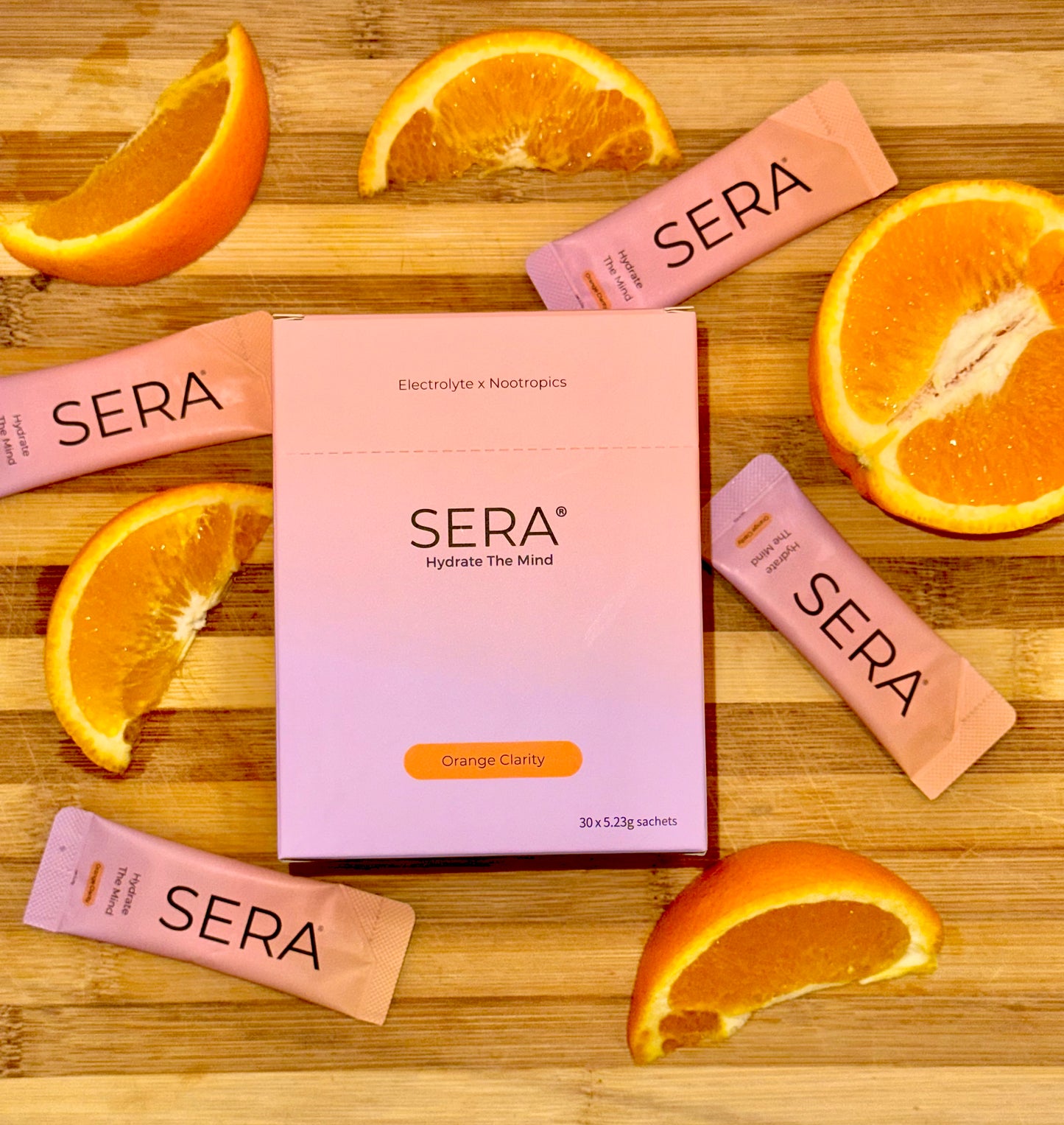 SERA Orange Clarity electrolyte and nootropic sachet box, 30 sachets